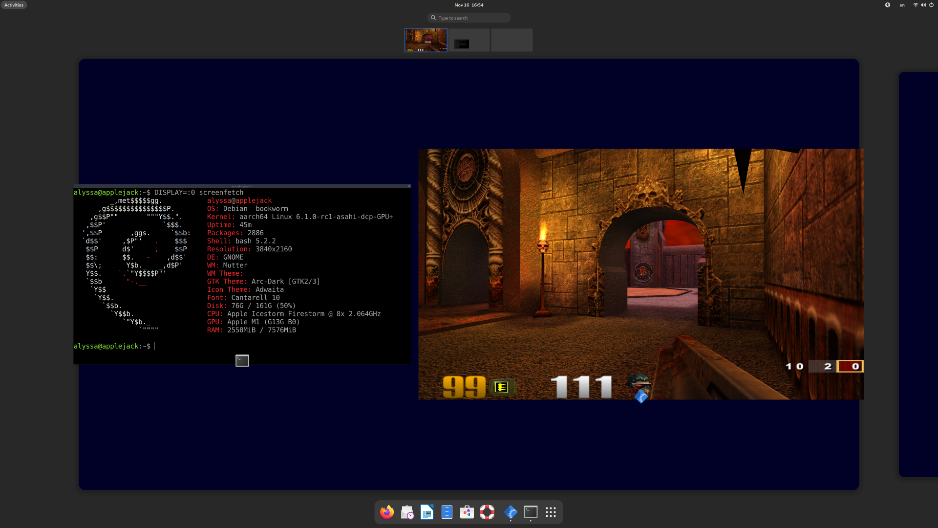 Quake 3 Arena running on an Apple M1