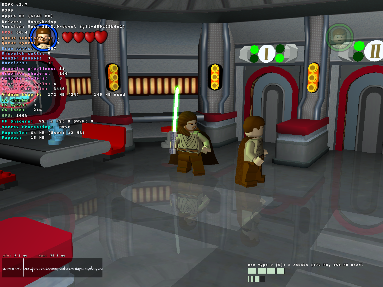 LEGO Star Wars (2005) running in native AArch64 WINE using DXVK