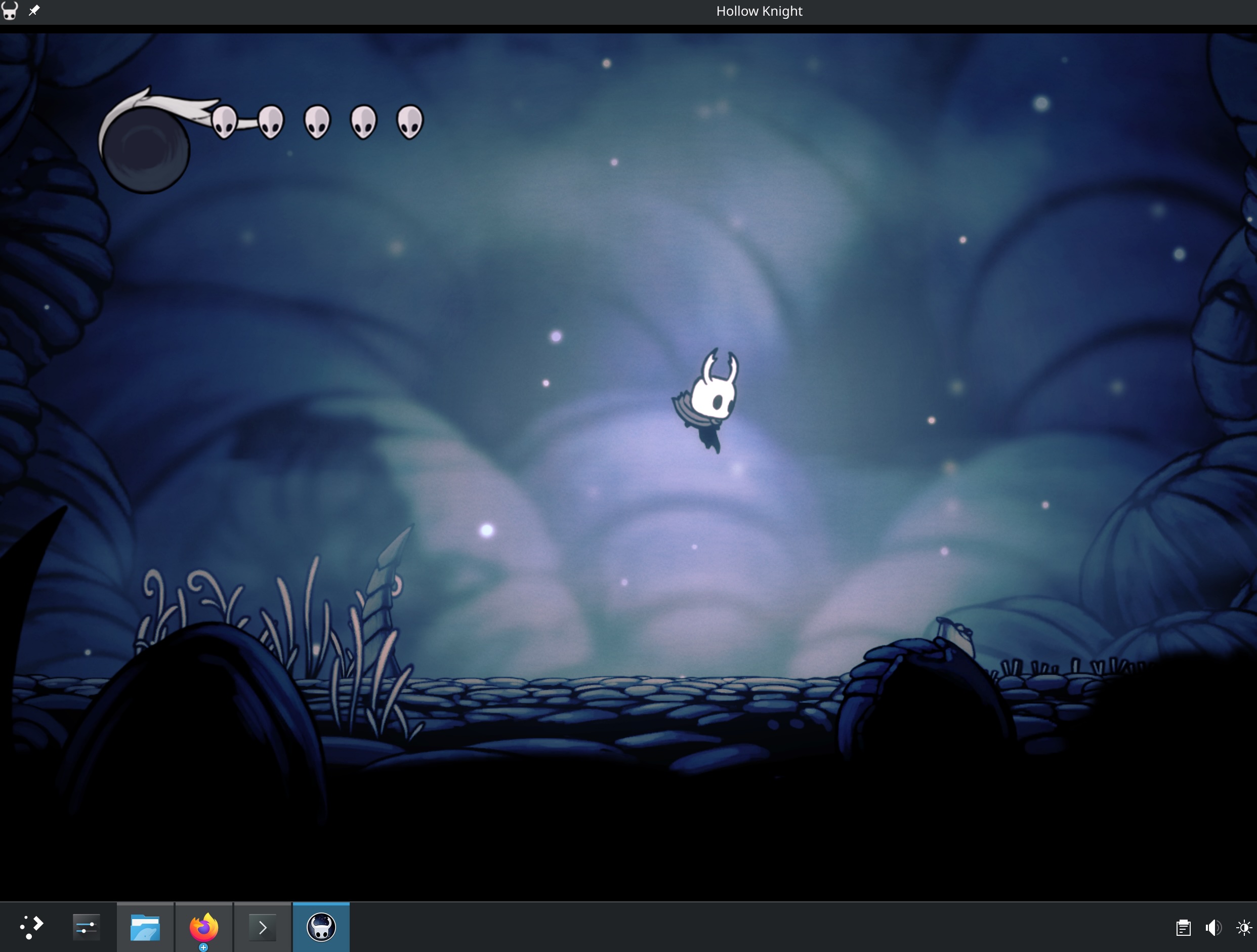 Hollow Knight (2017) running outside of muvm on an M1 Pro MacBook Pro with Gentoo